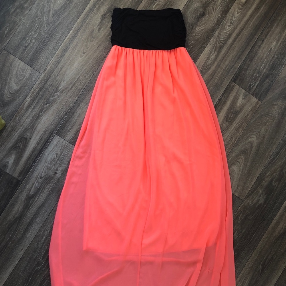 Neon pink maxi dress